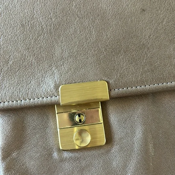 Leather Kindle Ready | latte colored triangle shaped handmade crossbody - Picture 13 of 13